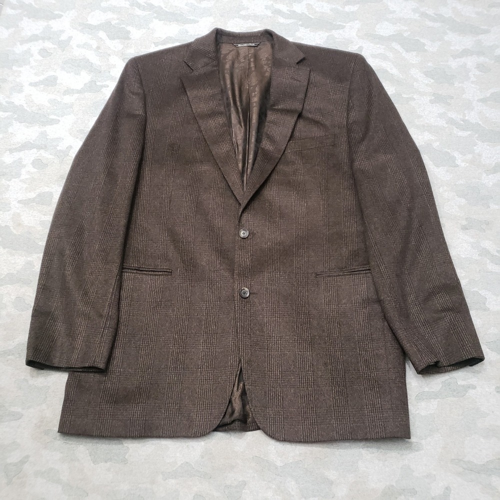 Jack Victor Sport Coat Mens 48 Brown Plaid Blazer Two Button Wool Jacket